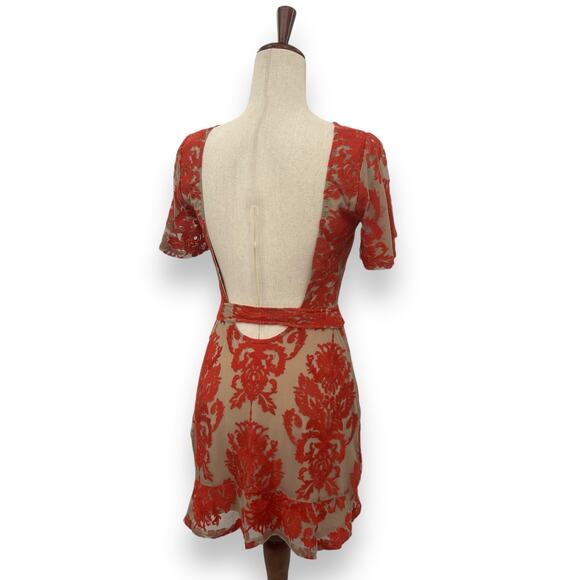 For Love And Lemons Red and Cream Mini Dress - Picture 9 of 14